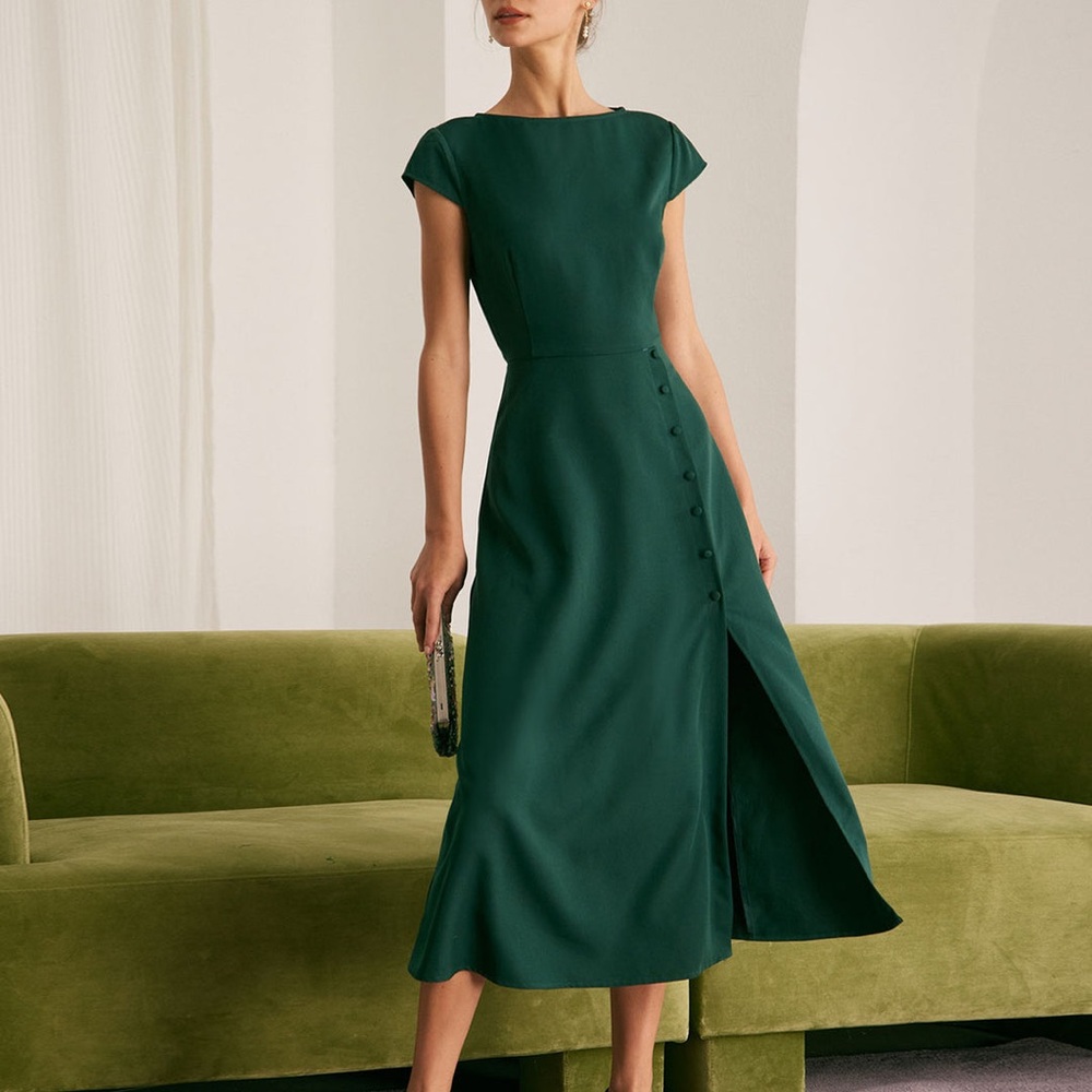 RIHOAS Forest Green Midi Dress